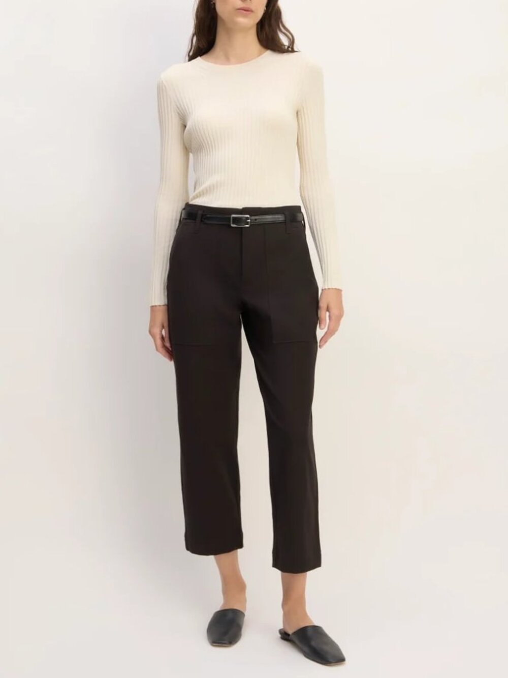 EVERLANE The Bi-Stretch Utility Pant Black size 10 Minimalist Casual Cargo